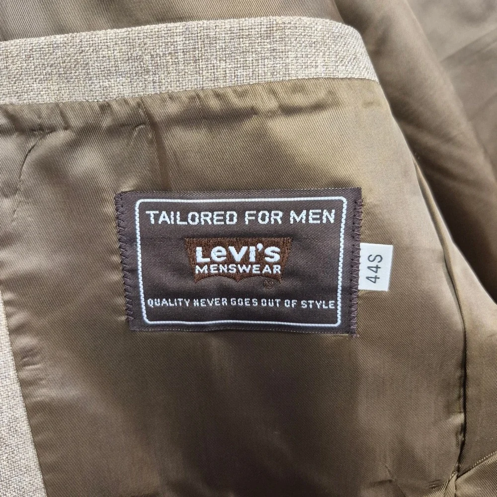 Vintage‎ Levis Action Suit Mens 44S Tan Sta-Prest 2 Piece Blazer Pants Set